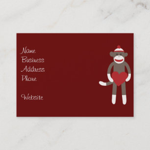 Cute Sock monkey med Hat Holeart Visitkort