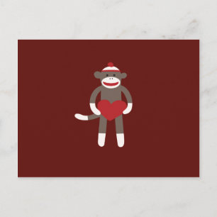 Cute Sock monkey med Hat Holeart Vykort