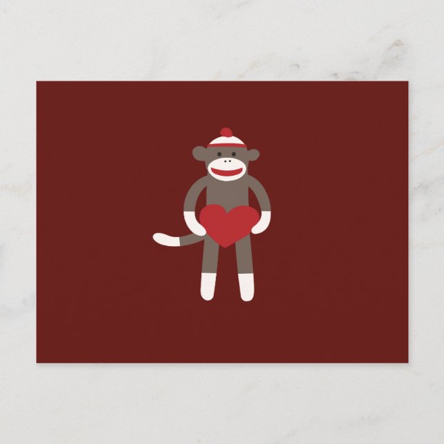 Cute Sock monkey med Hat Holeart Vykort (Framsida)