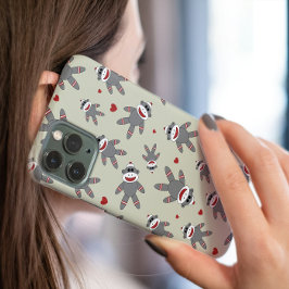 Cute Sock monkey med Hearts Mönster på Tan