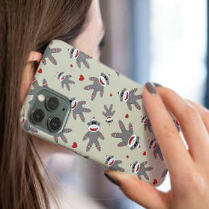 Cute Sock monkey med Hearts Mönster på Tan