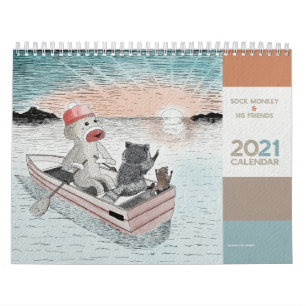 Cute Sock monkey och hans vänner - 2021 års kale Kalender