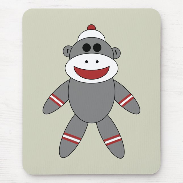 Cute Sock monkey på Tan Musmatta (Framsidan)