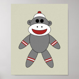 Cute Sock monkey på Tan Nursery Poster