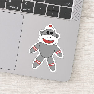 Cute Sock monkey stoppad Leksak Klistermärken