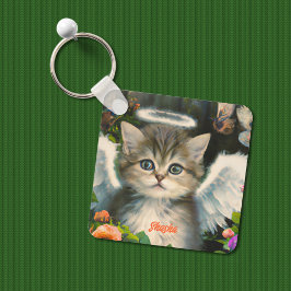 Cute Soft Angel Kattunge Nyckelring