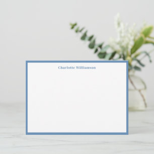 Cute Soft Blue Gräns Personlig Stationery Tack Kort