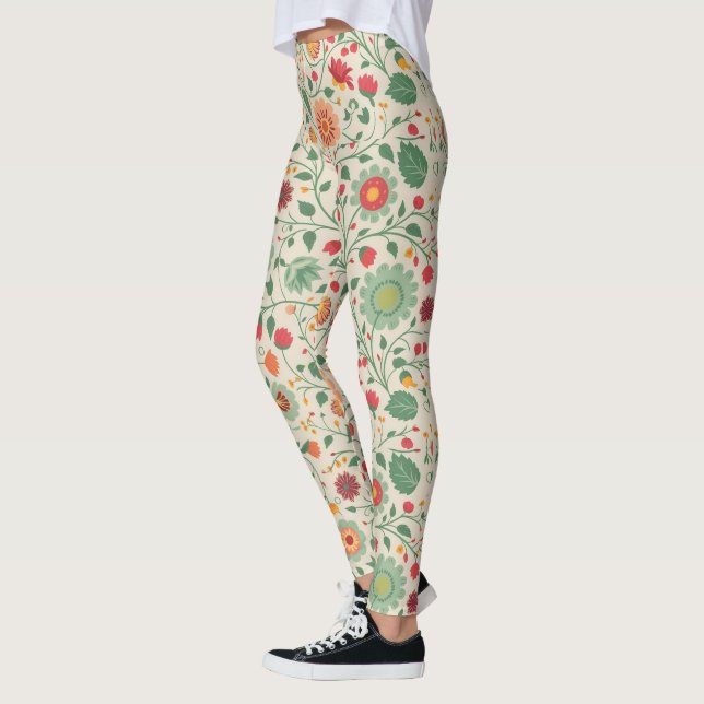 Cute soft färg blommönster leggings (Vänster)