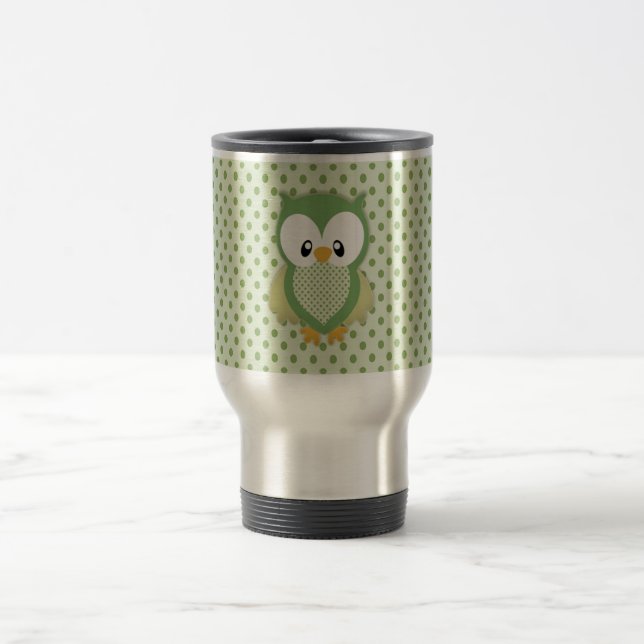 Cute soft grem-grädde och gult uggla resemugg (Center)