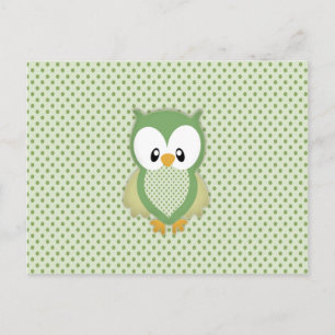 Cute soft grem-grädde och gult uggla vykort