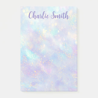 Cute soft pastel background script name post-it block