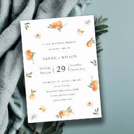 Cute Soft Pastel Orange Blommigt Boho bröllopsinbj Tack Kort