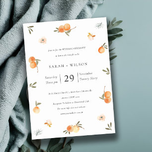 Cute Soft Pastel Orange Blommigt Boho bröllopsinbj Tack Kort