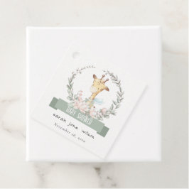 Cute Soft Safari Giraffe Blommigt Wand Baby Shower Gåvor Etiketter