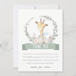Cute Soft Safari Giraffe Blommigt Wand Baby Shower Tack Kort