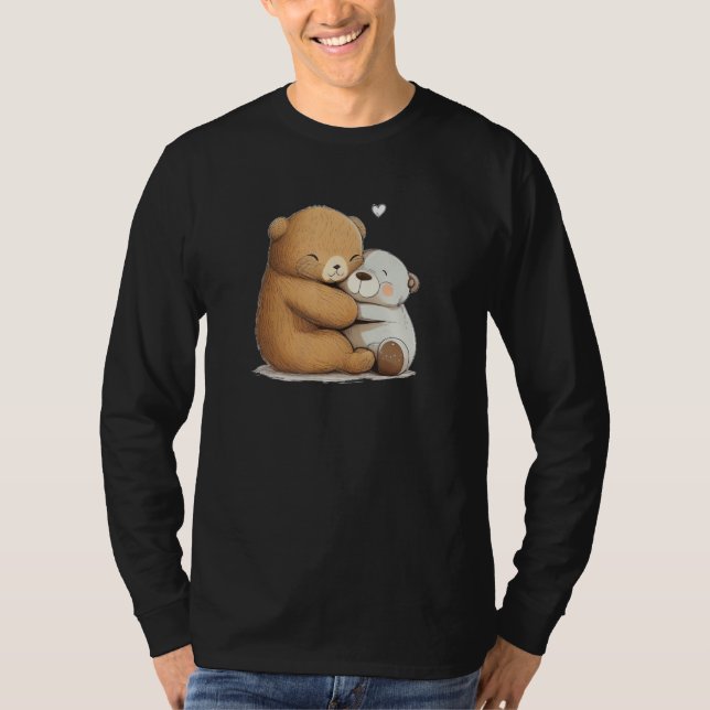 Cute soft Toy hug for Teddy Bear and stuffed Anima T Shirt (Framsida)