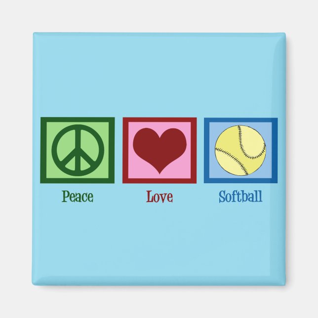 Cute Softball (Peace Kärlek) Magnet (Framsidan)
