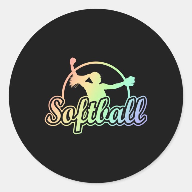 Cute Softball Runt Klistermärke (Framsida)