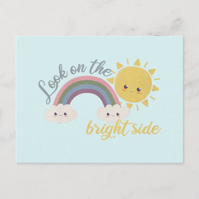 Cute Sol, Cloud & Rainbow: Titta på den ljusa sida Vykort (Framsida)