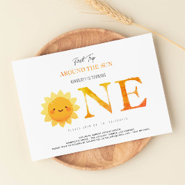 Cute Sol första Resa runt Sol första födelsedag Inbjudningar