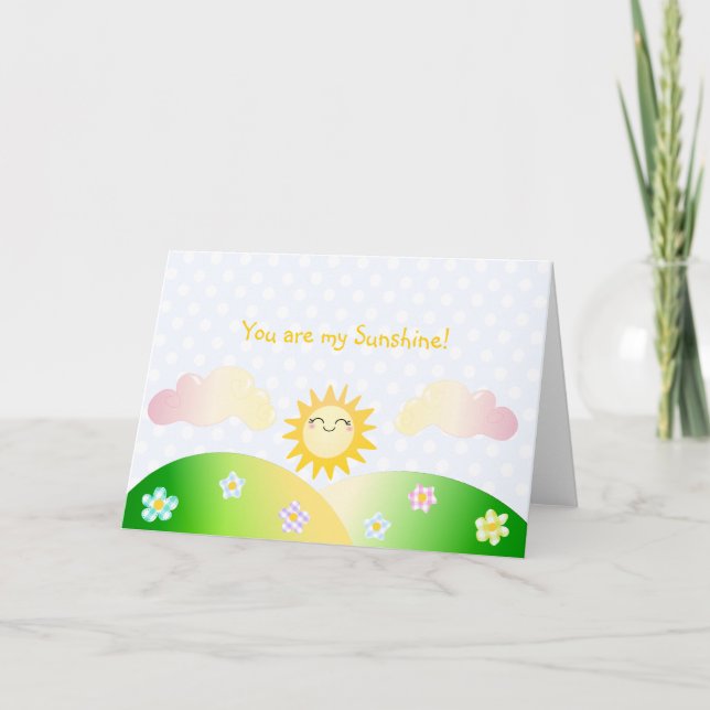 Cute sol kawaii tecknad kort (Framsida)