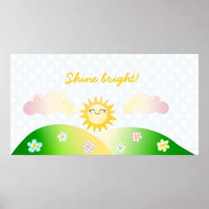 Cute sol kawaii tecknad poster