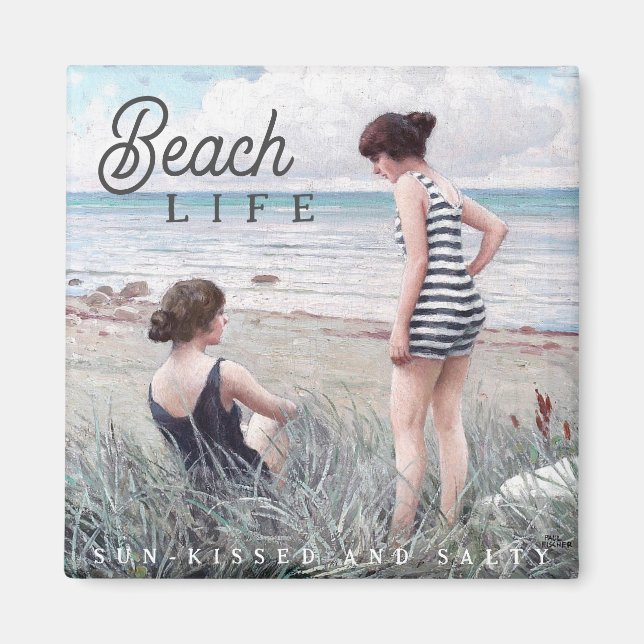 Cute Sol-Kissed och Salty Beach Life Magnet (Framsidan)