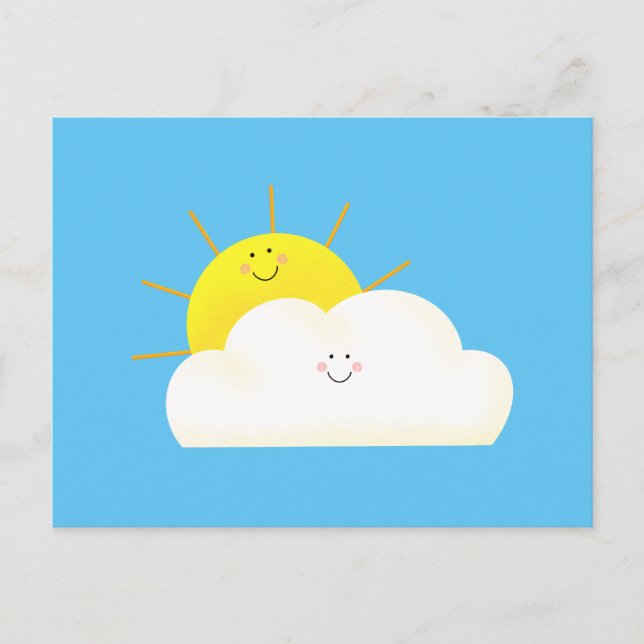 Cute Sol och Cloud Inbjudan Vykort (Framsida)