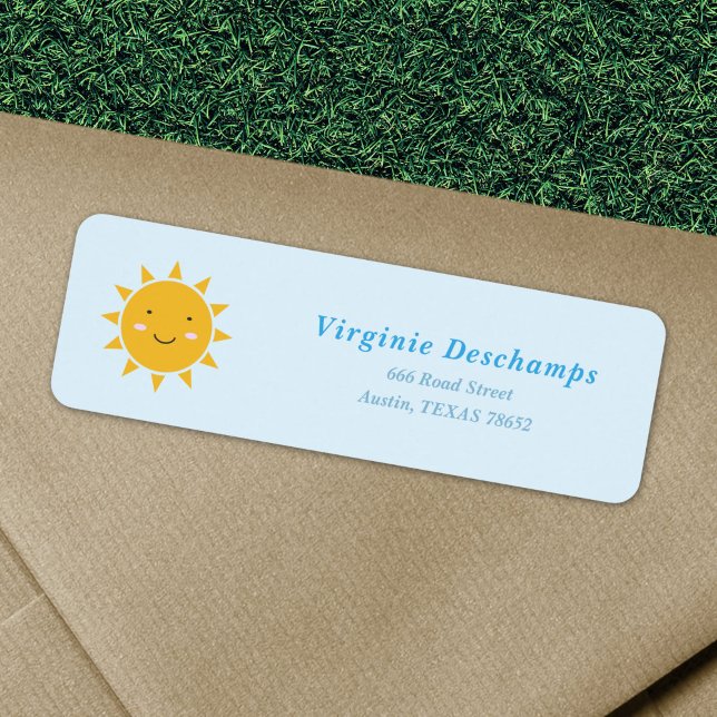 Cute Sol Return-adressetikett Returadress Etikett (Cute Sun Return Address Label)