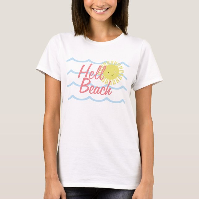 Cute Sol Sommar Beach Vågar T Shirt (Framsida)