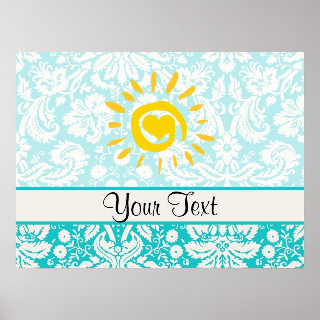 Cute Sol; Teal Damask Poster (Framsidan)