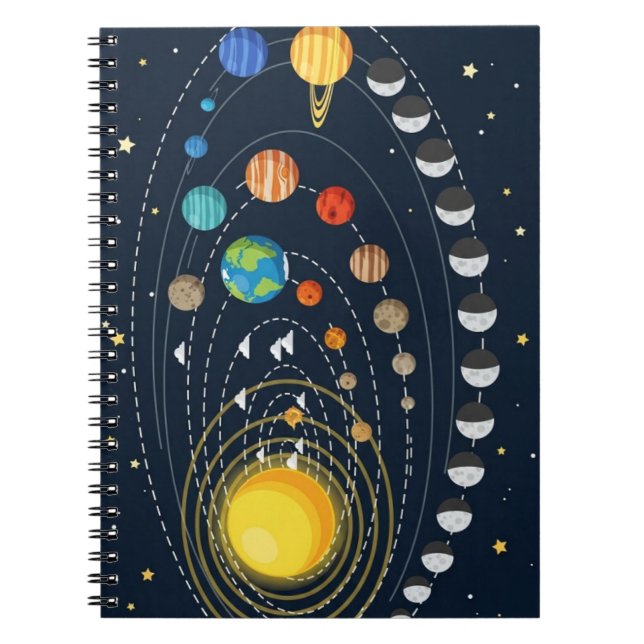 Cute Solar System Space Design – Educational Anteckningsbok (Framsidan)