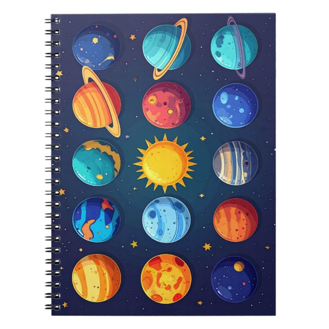 Cute Solar System Space Design – Educational Anteckningsbok (Framsidan)