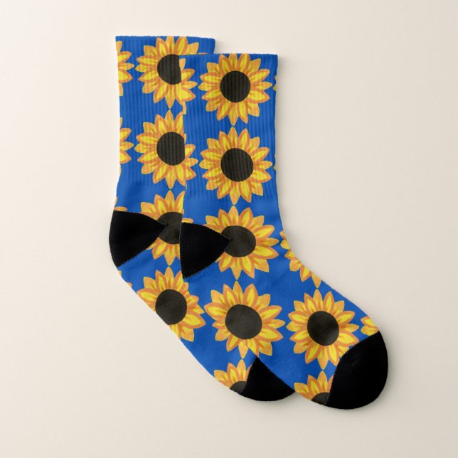 Cute Solros Bright Gult Blue Summer Art Strumpor (Par)