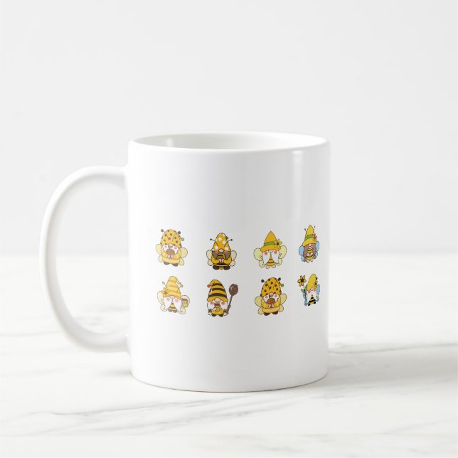 Cute Solros Bumblebee Gnome Kaffemugg (Vänster)