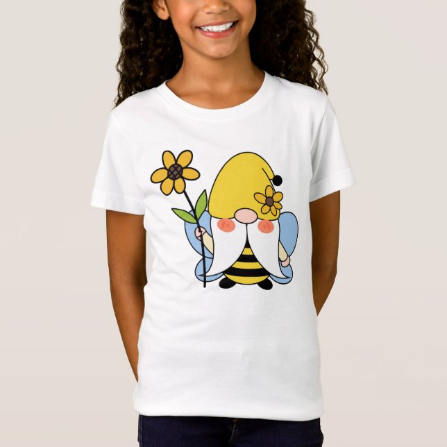 Cute Solros Bumblebee Gnome T-Shirt (Framsida)