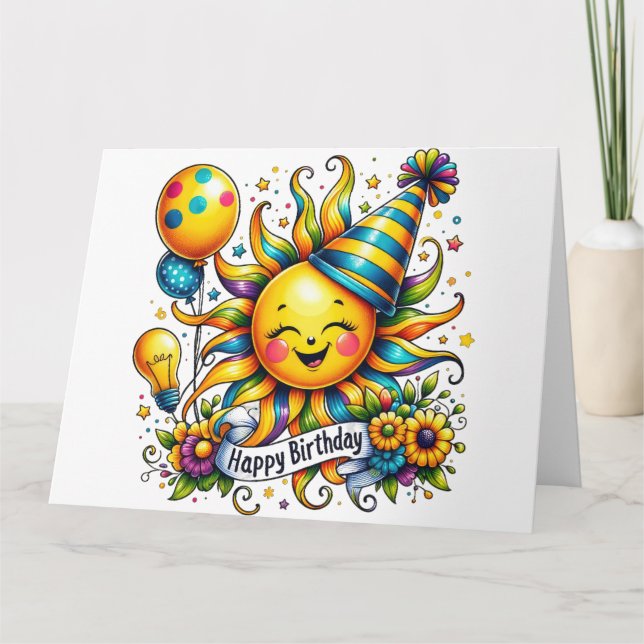 Cute Solros Grattis på födelsedagen-kort Kort (Framsida)