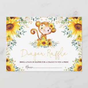 Cute Solros Jungle Monkey Baby Diaper Raffle Tilläggskort