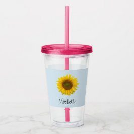 Cute Solros Land Blommigt Blue Take Away Mugg