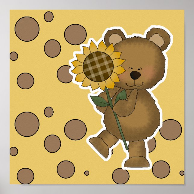 Cute Solros-Nalle Poster (Framsidan)