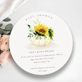 Cute Solros Pumpkin Blommigt Baby Shower Inbjudan
