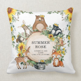 Cute Solros Woodland Animals Girl Nursery Decor Kudde