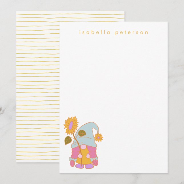 Cute Solrosgåva Pastel Personlig Namn Anteckningskort (Fram/baksida)