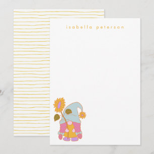 Cute Solrosgåva Pastel Personlig Namn Anteckningskort
