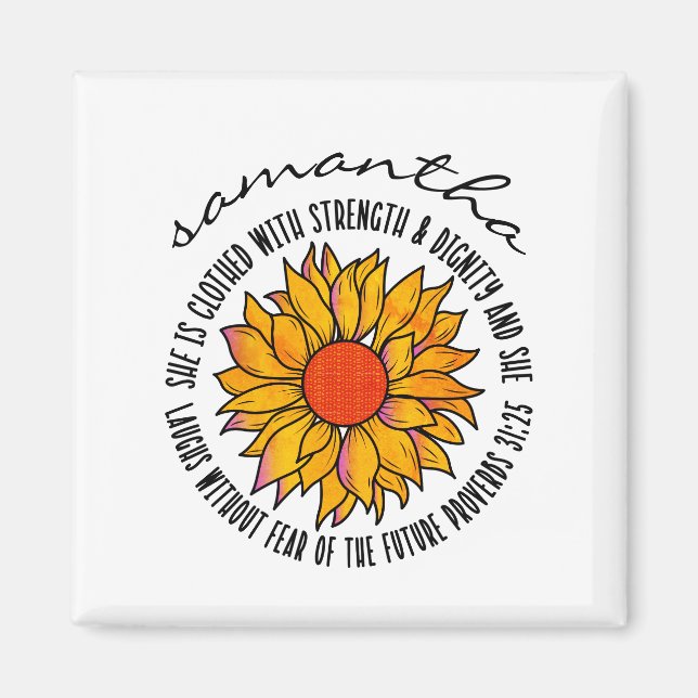 Cute Solrosskript, bible verse Magnet (Framsidan)