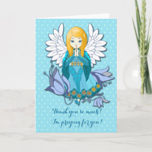 Cute som ber Angel-tjejen. illustration av tecknad Kort