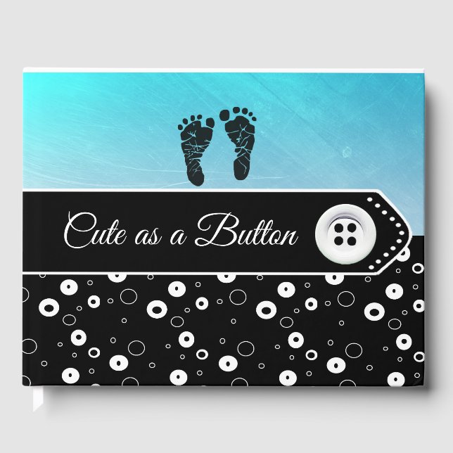 Cute som Button Baby Shower Keepsak Guestbook Gästböcker (Framsida)