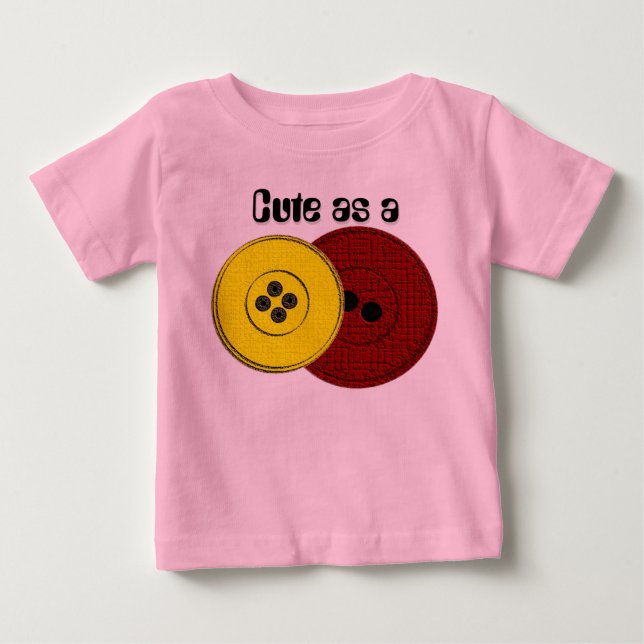 Cute som Button (röd/gult) T-shirt (Framsida)