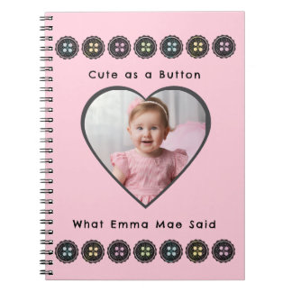 Cute som Button Rosa Baby Memories Journal Anteckningsbok