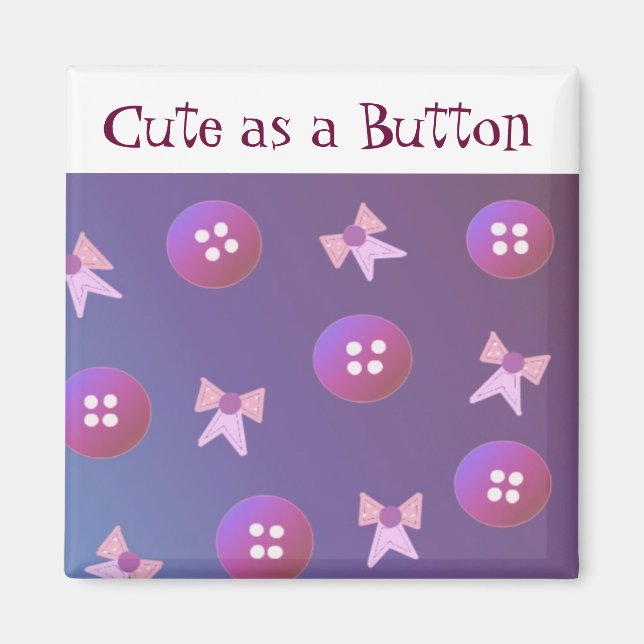 Cute som Button - Rosa och Lila Magnet (Framsidan)